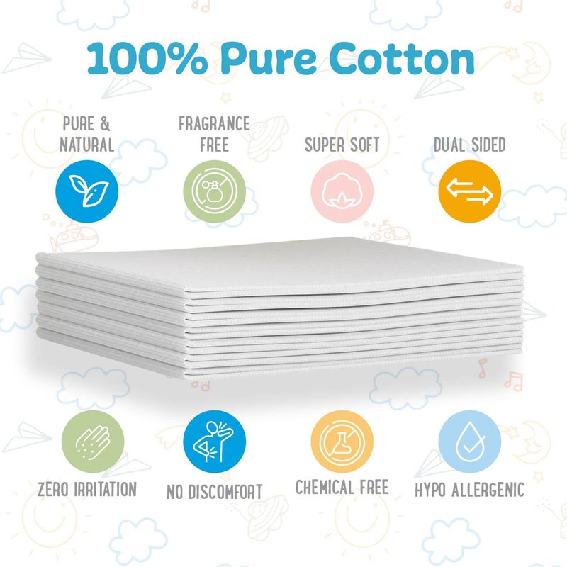 Peekapoo - Disposable Cotton Wash Cloths (50 Pack), Biodegradable, Soft, Thick, Baby Burp Cloths, Unscented, Hypoallergenic Burping Cloth, Sensitive Skin - Image 2